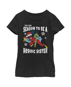 Marvel Girl's Christmas Spider-Woman Heroic Sister Child T-Shirt