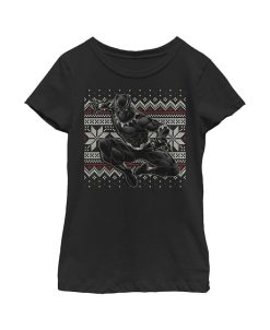 Marvel Girl's Black Panther Knit Pattern Print Child T-Shirt