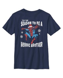 Marvel Boy's Christmas Spider-Man Heroic Brother Child T-Shirt