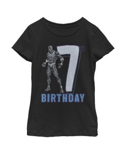 Marvel Girl's Black Panther 7th Birthday Child T-Shirt