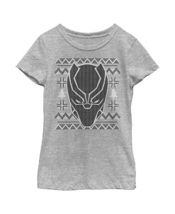 Marvel Girl's Ugly Christmas Panther Mask Child T-Shirt