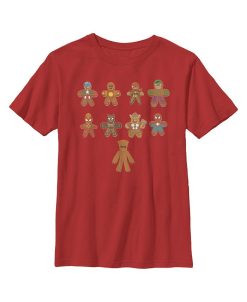 Marvel Boy's Christmas Gingerbread Cookie Avengers Child T-Shirt