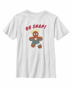 Marvel Boy's Christmas Spider-Man Snap Gingerbread Cookie Child T-Shirt