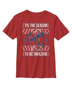 Marvel Boy's Ugly Christmas Spider-Man Season Child T-Shirt