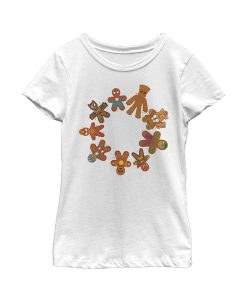 Marvel Girl's Christmas Gingerbread Cookie Circle Child T-Shirt