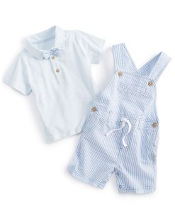 First Impressions Baby Boys Seersucker Shortall, 2 Piece Set, Created For Macy's