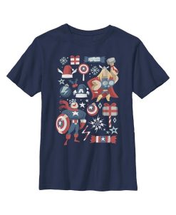 Marvel Boy's Christmas Festive Hero Icons Child T-Shirt