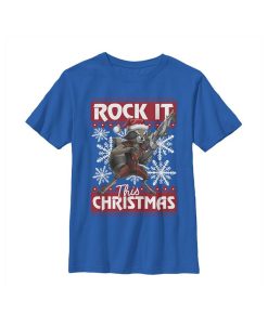 Marvel Boy's Christmas Rocket Greetings Child T-Shirt