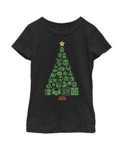 NINTENDO Girl's Christmas Tree Mosaic Child T-Shirt