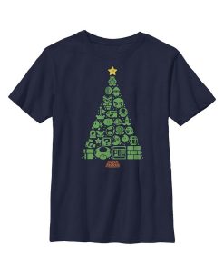 NINTENDO Boy's Christmas Tree Mosaic Child T-Shirt