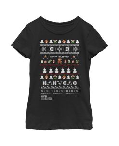NINTENDO Girl's Ugly Christmas Super Mario Happy Holidays Child T-Shirt