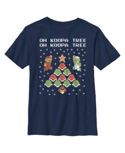 NINTENDO Boy's Christmas Mario Bros. Koopa Tree Child T-Shirt