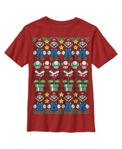 NINTENDO Boy's Ugly Christmas Mario Child T-Shirt