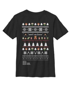 NINTENDO Boy's Ugly Christmas Super Mario Happy Holidays Child T-Shirt