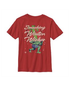 Marvel Boy's Christmas Hulk Wishes Child T-Shirt
