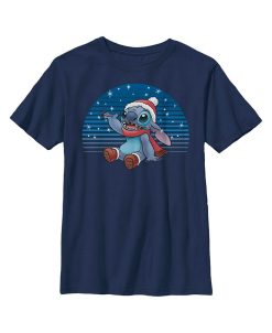 Disney Boy's Lilo & Stitch Catching Snow Child T-Shirt