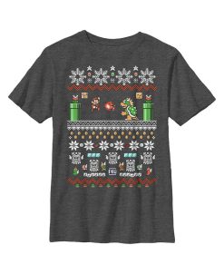 NINTENDO Boy's And Bowser Ugly Christmas Sweater Child T-Shirt