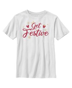 Disney Boy's Mickey & Friends Mickey And Friends Get Festive Child T-Shirt