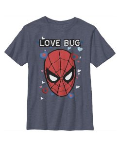 Marvel Boy's Spider-Man Candy Heart Love Bug Child T-Shirt