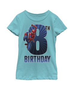 Marvel Girl's Spider-Man Swinging 8th Birthday Child T-Shirt
