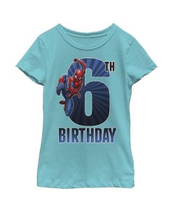 Marvel Girl's Spider-Man Swinging 6th Birthday Child T-Shirt