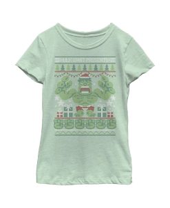 Marvel Girl's Ugly Christmas Hulk Want Presents Child T-Shirt