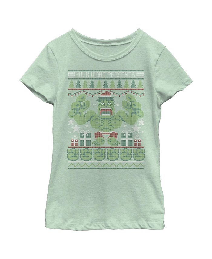 Girl's Ugly Christmas Hulk Want Presents Child T-Shirt Marvel Girl's Ugly Christmas Hulk Want Presents Child T-Shirt -Carter’s Shop