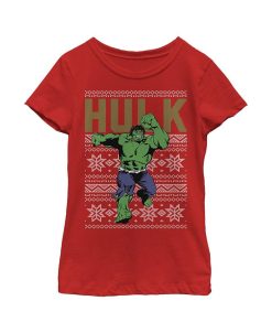 Marvel Girl's Ugly Christmas Hulk Child T-Shirt