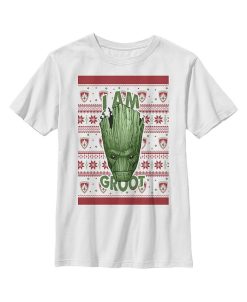 Marvel Boy's Ugly Christmas Guardians Of The Galaxy Groot Portrait Child T-Shirt