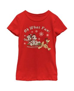 Disney Girl's Mickey & Friends Oh What Fun Sled Child T-Shirt