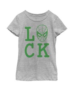 Marvel Girl's Spider-Man St. Patrick's Day Spidey Luck Child T-Shirt