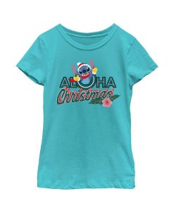Disney Girl's Lilo & Stitch Aloha Christmas Child T-Shirt