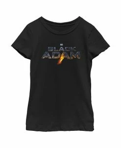 DC COMICS Girl's Black Adam Lightening Logo Child T-Shirt