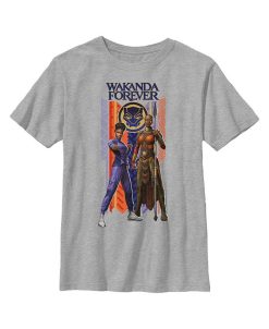 Marvel Boy's Black Panther: Wakanda Forever Shuri And Okoye Movie Logo Child T-Shirt