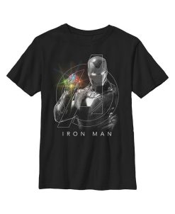Marvel Boy's Avengers: Endgame Glowing Stones Logo Overlay Portrait Child T-Shirt