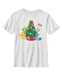 NINTENDO Boy's Pokemon Christmas Tree Friends Child T-Shirt
