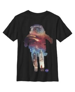 NASA Boy's Astronaut Space Nebula Launch Silhouette Child T-Shirt