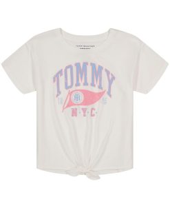 Tommy Hilfiger Ddler Girls Signature Mascot Short Sleeve Tie-Front T-shirt