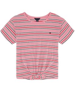 Tommy Hilfiger Big Girls Signature Stripe Tie-Front T-shirt