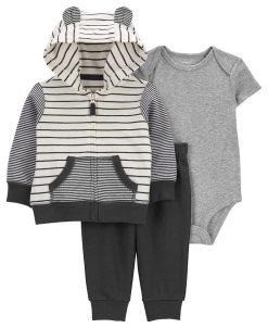 Carter's™ Baby Boys Hooded Bear Jacket, Bodysuit And Pants, 3 Piece Set
