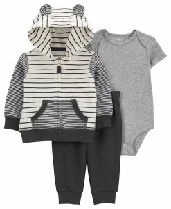 Carter's™ Baby Boys Hooded Bear Jacket, Bodysuit And Pants, 3 Piece Set