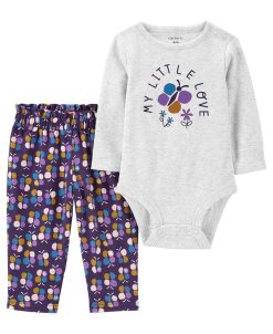 Carter's™ Baby Girls Butterfly Long Sleeve Bodysuit And Pants, 2 Piece Set