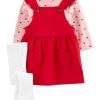 Carter's™ Baby Girls Heart T-shirt, Jumper And Tights, 3 Piece Set