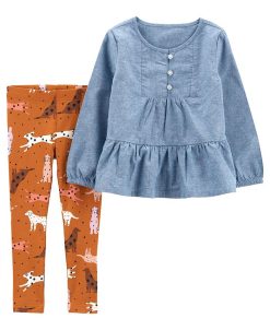 Carter's™ Baby Girls Chambray Top And Leggings, 2 Piece Set