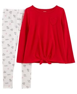 Carter's™ Big Girls Heart Jersey Top And Leggings, 2-Piece Set