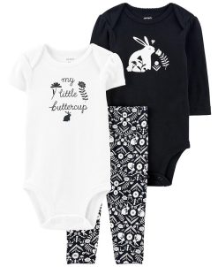 Carter's™ Baby Girls Rabbit Print Pants And Bodysuits, 3 Piece Set