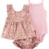 Carter's™ Baby Girls Top, Bodysuit And Floral Diaper Cover, 3 Piece Set