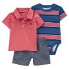 Carter's™ Baby Boys Polo Shirt, Bodysuit And Shorts, 3 Piece Set