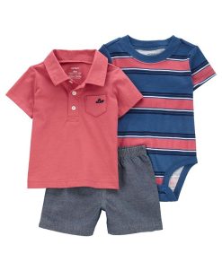 Carter's™ Baby Boys Polo Shirt, Bodysuit And Shorts, 3 Piece Set