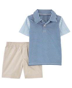 Carter's™ Baby Boys Striped Polo Shirt And Shorts, 2 Piece Set